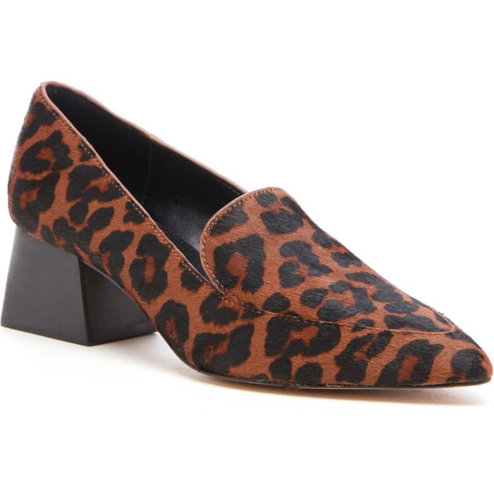 Sole Society Marty Leopard Animal Loafers Heel Pointed Vamp women's Shoes New 7